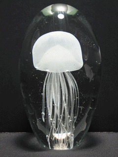 4" Jellyfish Blue Glass Paperweight Glow in the Dark