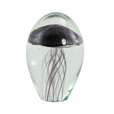 4" Jellyfish Black Glass Paperweight Glow in the Dark