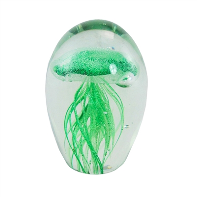 4" Jellyfish Green Glass Paperweight Glow in the Dark