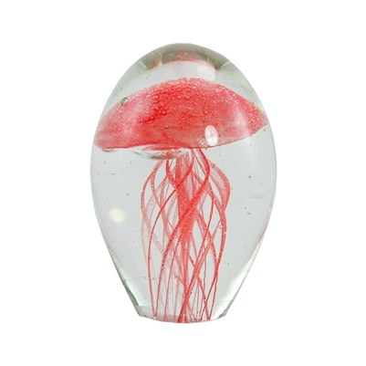 4" Jellyfish Red Glass Paperweight Glow in the Dark